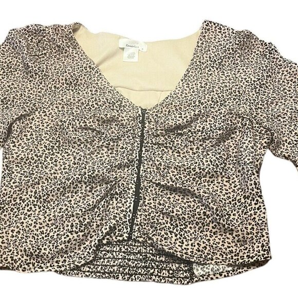 Urban Romantics Top Cheetah  Print Size Medium Black & Cream Crop Top - Picture 1 of 6